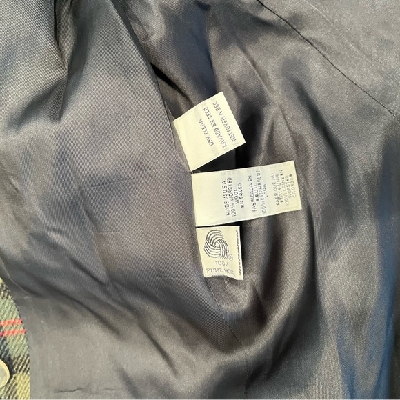 Jones New York Vintage 100% Wool Size 14 Navy Green Black Plaid Jacket Blazer - Picture 10 of 10